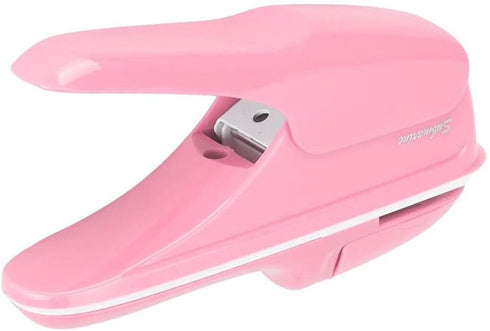 Stapleless Stapler, Pink Staple Free Hand Tool for Office School, Comfortable Handle for Paper Binding