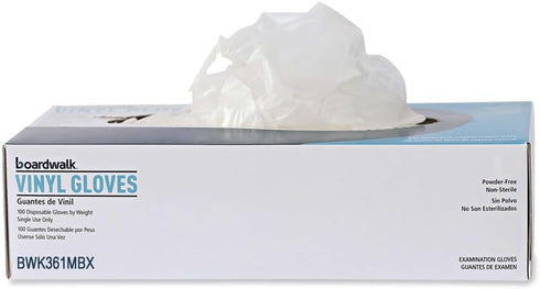 BWK361MBX 3.6 (100/Box) Boardwalk mil Powder/Latex-Free Exam Vinyl Gloves - Medium, Clear