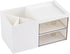 LETURE Office Desk Organizer with Drawer - Business Card/Pen/Pencil/Mobile Phone/Stationery Holder, White