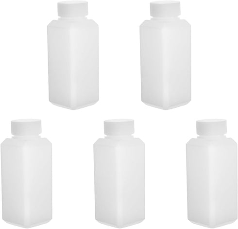 5Pcs 4.06oz Plastic Bottles, Lab Chemical Reagent Bottles 25ml Small Mouth Square Sample Storage