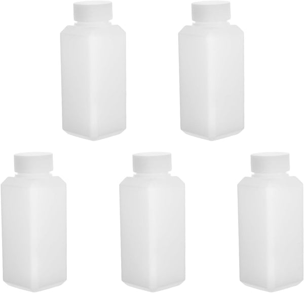 5Pcs 4.06oz Plastic Bottles, Lab Chemical Reagent Bottles 25ml Small Mouth Square Sample Storage