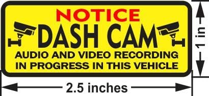 StickerTalk Notice Dash Cam Vinyl Stickers, 2.5 inches by 1 inch