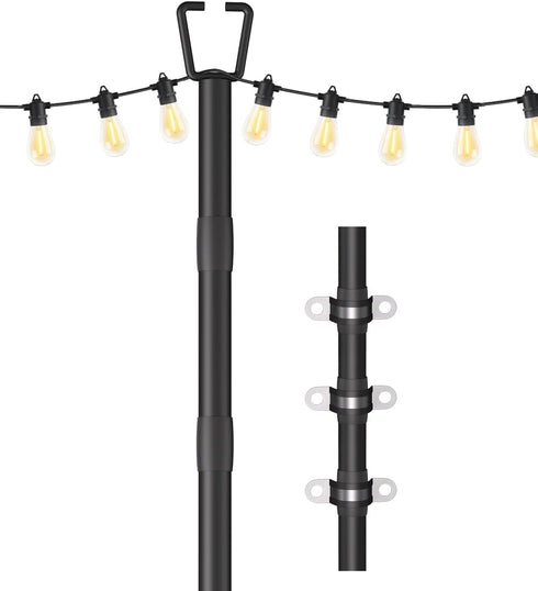 Sprimden 10FT String Light Poles for Outdoor Decor, Sturdy Light Pole with Fence