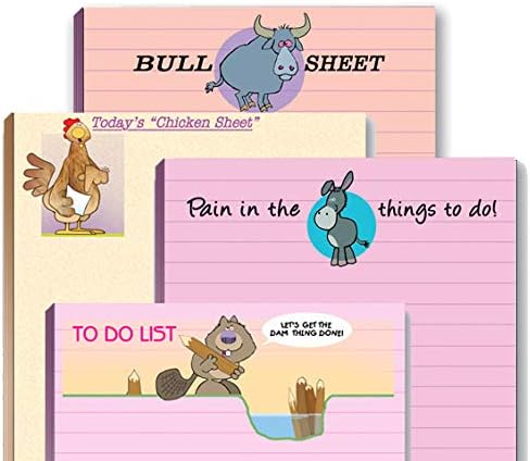 Stonehouse Collection 4 Funny Notepad Assorted Pack - Great Gift Set - 4.25 x 5.5in, 50 Sheets Per Pad