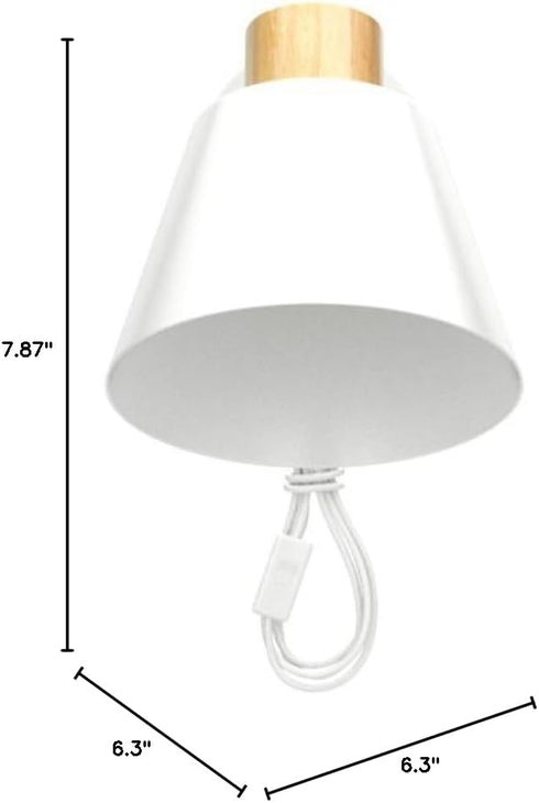 Hefoklu E26 White Plug in Wall Sconces with Switch for Bedroom, Modern Rotation Wall Lamps Up Down Mounted Fixture Wood