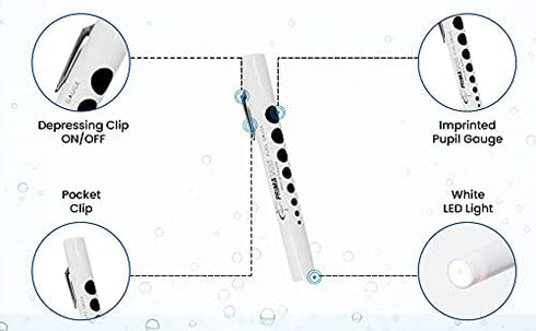 Primacare Pack of 6 Disposable Diagnostic Penlight, Lightweight Medical Pen Light for Nurse, Student, Doctors