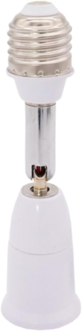 1Pc White E26/E27 Light Bulb Socket Extender Adapter, 180 Degree Bendable Light Fixture Converter