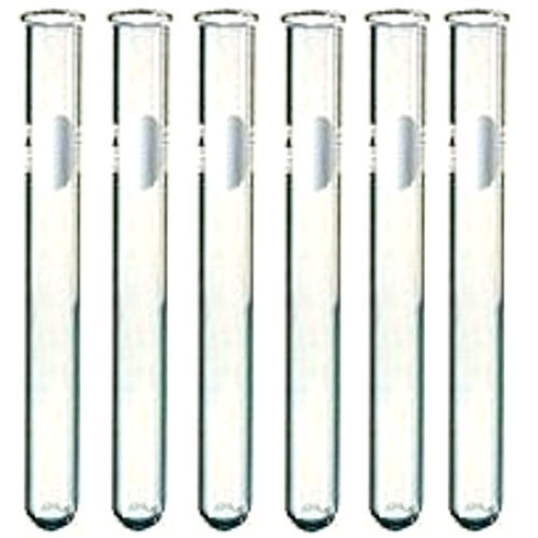 Karter Scientific 6 Pack - 16x150mm Pyrex Glass Test Tubes with Rim and Marking Spot
