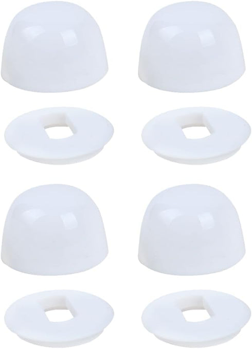 4 Packs Universal Toilet Bolt Caps, Round Plastic Push-On Toilet Bowl Bolt Caps Covers, White Color
