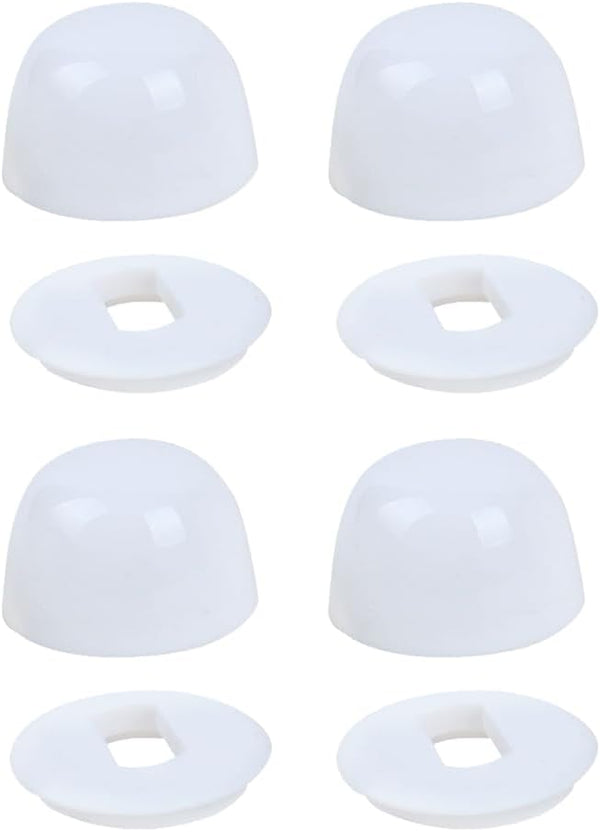 4 Packs Universal Toilet Bolt Caps, Round Plastic Push-On Toilet Bowl Bolt Caps Covers, White Color