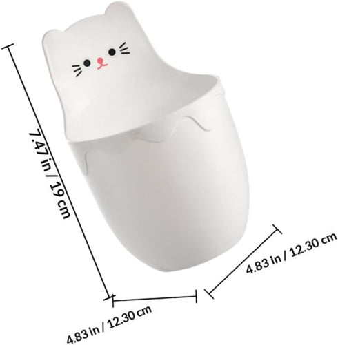 NUOBESTY Cartoon Cat Hanging Pen Organizer White Wall-mounted Multi-function Desk Side Storage Holder for Office