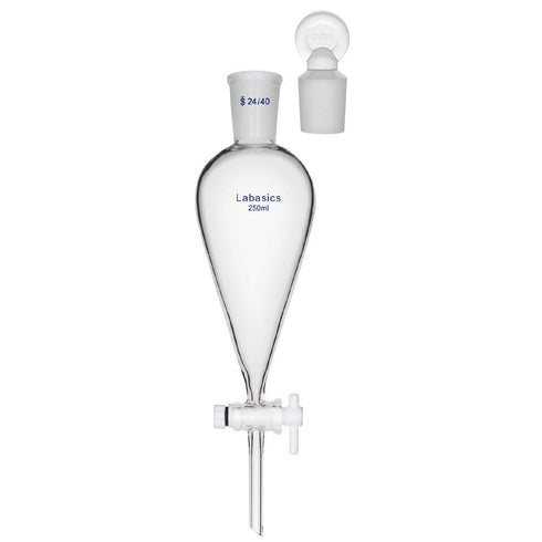 Borosilicate Glass 250ml Conical Separatory Funnel with PTFE Stopcock