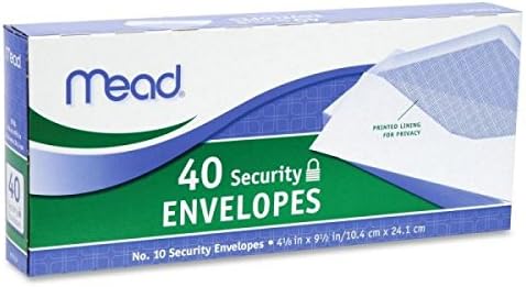 Mead No 10 Envelopes (80) with Security Printed Lining