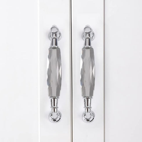 Generic 96MM) Southst Silver and Black Long Crystal Handle Bedside Dressing Table Zinc Alloy Handle Drawer Wardrobe