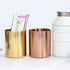 MEI YI TIAN Gold Pen Holder, Glossy Stainless Steel Pencil Cup for Home Office Desk Organizers