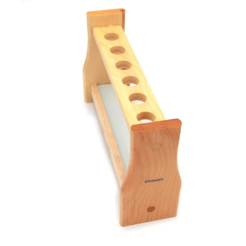Chiloskit Wooden Test Tube Rack Holder, 0.7" (18mm) Holes for API 10ml 25ml Test Tubes Lab Tube Racks Pen Holder (10ml,