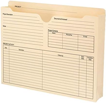 Smead Project File Jacket, Letter Size, Manila, 50 per Box, 2" Expansion, Reinforced Straight-Cut Tab