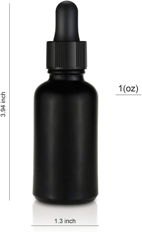 1 oz (Pack 6) Black Coated Glass Bottle with Glass Eye Dropper, Capacity,UV Safe Bottles for Essential Oils