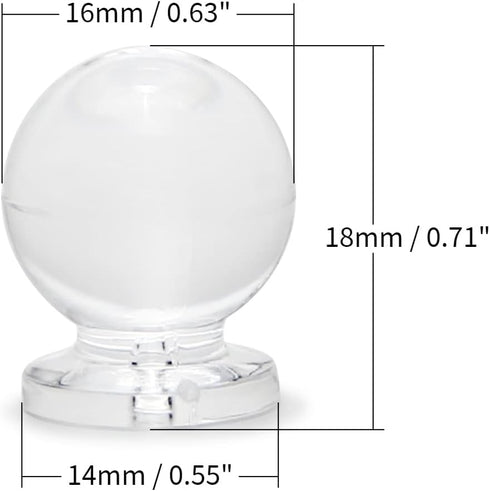 MroMax 6Pcs Tiny Pull Handle Round Acrylic Knob Self-Stick Mini Knob 16mm Diameter Small Size Knob Clear Shiny Knob Cute Decoration for Jewelry Box, Gift Case and Makeup Box