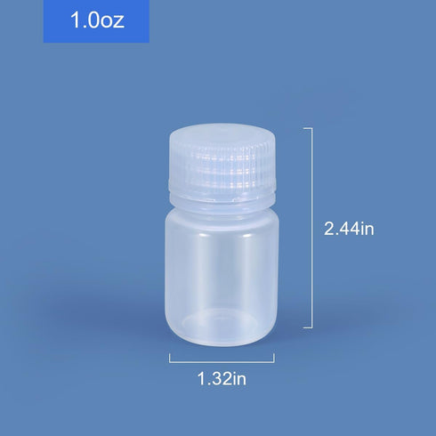 1 oz Wide Mouth Lab Reagent Bottle, Laboratory Grade Chemical Container, Sealed Leak-proof Clear PP Bottle, Pill Bottle, Water Sample Bottle(5 Pcs) by UMETASS