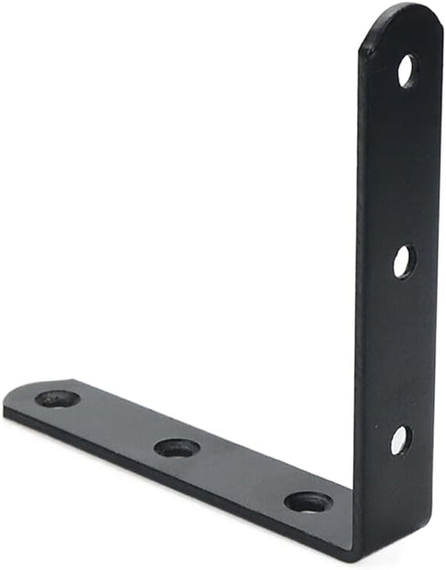 4" 4" 4pcs Floating Shelf Brackets L Brackets x Heavy Duty Black Corner Brace Joint Right Angle Bracket for Wooden