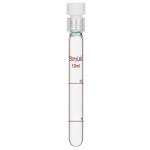 stonylab Glass Test Tube with PTFE Cap - Thicken Borosilicate Glass Reusable Graduated Pressure Resistant Tubes