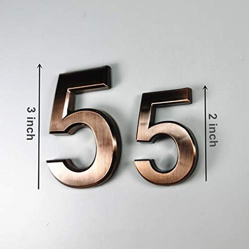 YoCosii 3 Inch Bronze House Numbers for Mailbox or Door Address, Pack of 10, Home Office Hotel Room Sign