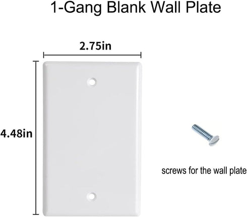 Blank Wall Plates 1-Gang, Unbreakable Thermoplastic Electrical Cover Plate for Light Receptacle Outlet (10 Pack)