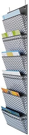 Godery Cascading Wall File Organizer, Sustainable Office Storage Pocket, 6 Pockets, Letter Size, Grey