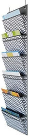 Godery Cascading Wall File Organizer, Sustainable Office Storage Pocket, 6 Pockets, Letter Size, Grey