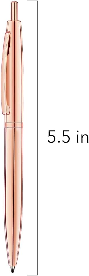 Unibene 6 Pack Rose Gold Ballpoint Pens, 1.0mm Medium Point Black Ink with 6 Stainless Steel Refills