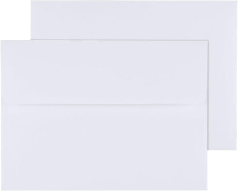 Granhoolm 50 Pack 5x7 Envelopes, Peel & Press for Invitations, Weddings, Greeting Cards, 5.25 x 7.25 White