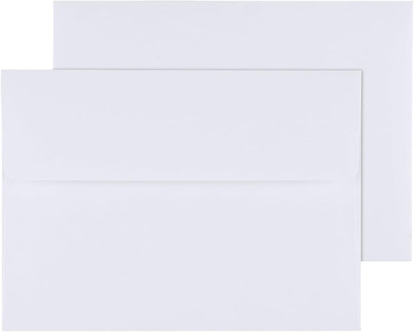Granhoolm 50 Pack 5x7 Envelopes, Peel & Press for Invitations, Weddings, Greeting Cards, 5.25 x 7.25 White