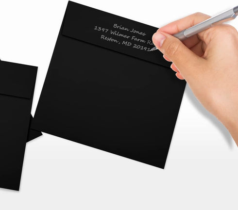 LUX Paper Square Invitation Envelopes for 5 3/4 x 5 3/4 Cards, 80 lb. Midnight Black, 250 Pack
