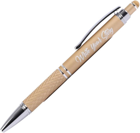 Swanson Christian Products Write Your Story, Blue Ink Retractable Stylus Tip Ballpoint Pen, Touch-Screen Stylus Tip,