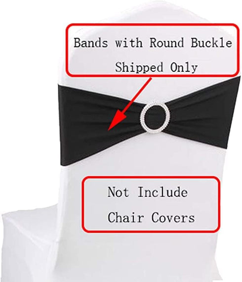 50PCS (50PCS, Gold Stretch Chair Sashes Bows Elastic Chair Bands with Buckle Slider Sashes Bows for Wedding Hotel
