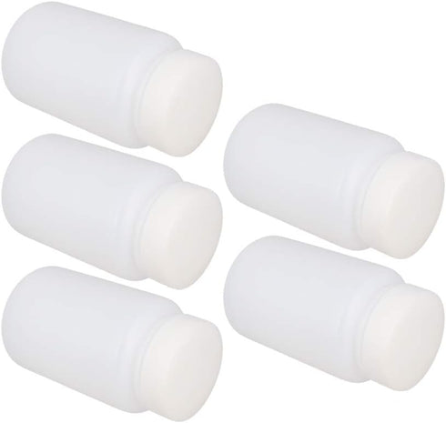 5pcs 8.45oz/250ml Plastic Bottles, Lab Cylindrical Chemical Reagent Bottle, Wide Mouth Laboratory Reagent Polyethylene Bottle, Sample Sealing Liquid Storage Container for Food Store White Translucent by Othmro