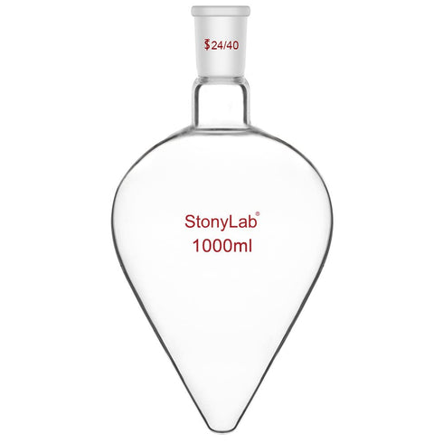 stonylab Recovery Flask, Heavy Wall Single Neck Borosilicate Glass Rotary Evaporator Flask, 1000 ml, Pear-Shaped