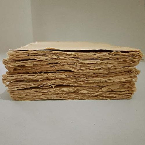 Deckle Papers 150 Size-A4 Pack of-50-Brown Handmade Deckle Edge Printer Friendly Blank Paper Mixed Media Loose Leaf