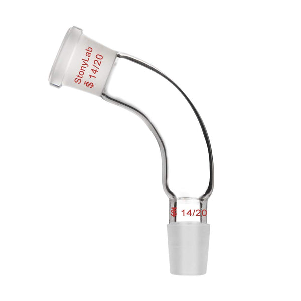 StonyLab Glass Distillation Adapter – 105 Degree Bent with 14/20 Outer and Inner Joint