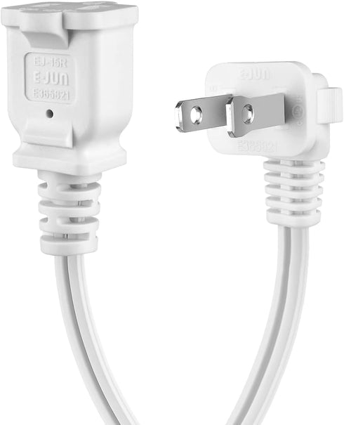 Right Angled Polarized 2-Prong Male-Female Power Cord, 3FT US AC Extension Cable SPT2 16AWG 13A/125V Nema 1-15P to 1-15R