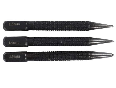 BWESOO Center Punch Set, 3-Piece High-Carbon Steel, 4-Inch Black Hand Tools for Metal