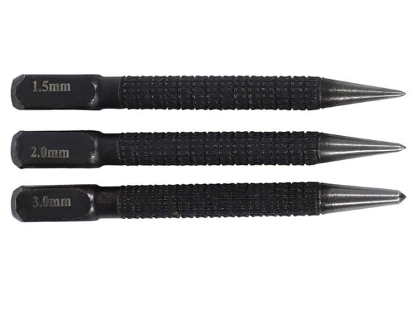 BWESOO Center Punch Set, 3-Piece High-Carbon Steel, 4-Inch Black Hand Tools for Metal