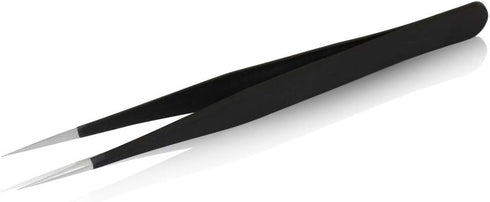 Vetus Anti-static SMD Black Tweezer, Non-magnetic Stainless Steel Pointed Tip ESD-10