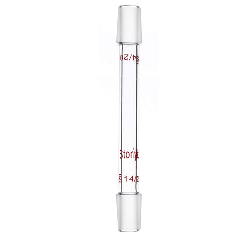 stonylab Glass 14/20 Straight Laboratory Adapter, Borosilicate Glass, 30 mm Between Two 14/20 Ground Inner Taper Joints