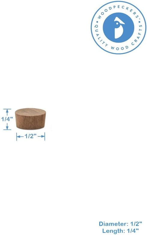 1/2 inch Pack 25 Wood Plugs for Furniture, Walnut Wood Flat-Head Plug, Wooden Plugs for Screw Holes - of by Woodpeckers