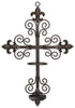 Fleur-de-lis Cross Wall Sconce with Candle Safety Guard Ring for All 8"