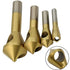 TJP 4pcs Chamfer Countersink Deburring Drill Bit Crosshole Cutting Metal Wood Tools