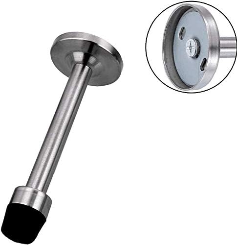 Door Stop 5 Inch Long Stainless Steel Stoppers Brushed Satin Nickel Heavy Duty Rubber for Wall and Door Protection