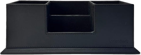 UnionBasic Black Desk Organizer - Leather Multi-Compartment Pen Holder for Office Stationery Organization